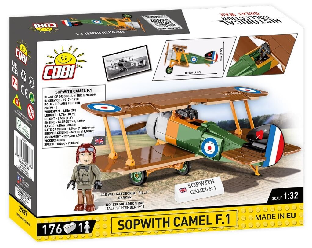 COBI HC GREAT WAR Sopwith.F.1 Camel 176kl 2987 hinta ja tiedot | LEGOT ja rakennuslelut | hobbyhall.fi