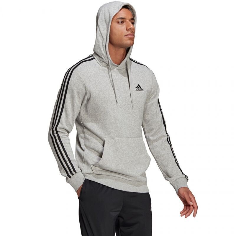 Miesten neule Adidas Essentials Hoodie M GK9080, harmaa hinta ja tiedot | Miesten puserot ja hupparit | hobbyhall.fi