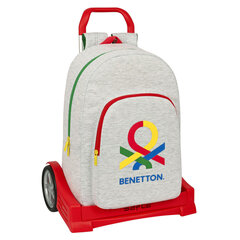 Reppu pyörillä Benetton Pop, harmaa, 30 x 46 x 14 cm hinta ja tiedot | Koulureput ja -laukut | hobbyhall.fi