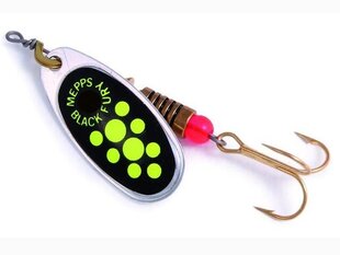 Spinner MEPPS AGLIA, BLACK FURY-2 4,5g hopea/chartreuse pisteitä hinta ja tiedot | Mepps Kalastusvälineet | hobbyhall.fi