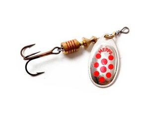 Spinner MEPPS AGLIA DECOREE-2 4,5g hopea/punaiset pisteet hinta ja tiedot | Vieheet ja uistimet | hobbyhall.fi