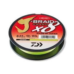 Punottu siima Daiwa Grand X8E 0,28mm 135m chartreuse hinta ja tiedot | Siimat | hobbyhall.fi