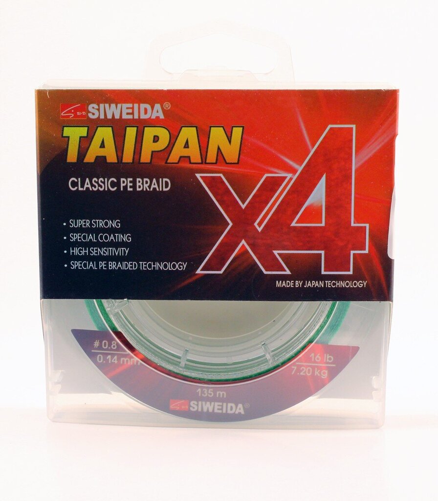 Punottu siima SWD Taipan Classic PE X4 0.14mm 135m 7.20kg vaaleanvihreä hinta ja tiedot | Siimat | hobbyhall.fi