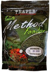 Groundbait TRAPER Method Feeder Pelletit Vihreä Marsipaani 4mm 500g hinta ja tiedot | Kalanrehu | hobbyhall.fi