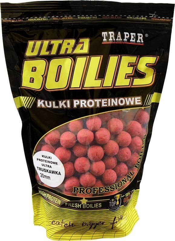 Groundbait TRAPER Ultra Boilies Strawberry 20mm 1000g hinta ja tiedot | Kalanrehu | hobbyhall.fi