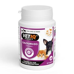 Ravintolisä kissoille ja koirille Vetiq Calcium + D3 lisäravinteet, 60 kpl hinta ja tiedot | Kissan terveys ja hyvinvointi | hobbyhall.fi