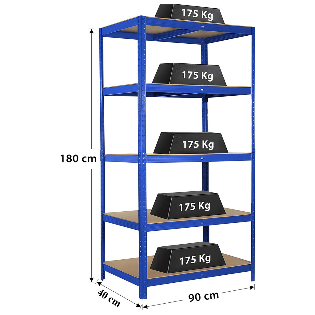 Säilytyshylly sininen 180x90x40, Omimar hinta ja tiedot | Varastohyllyt | hobbyhall.fi