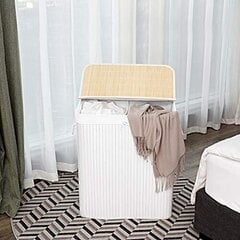 Pyykkikori 100 L Songmics bambu valkoinen hinta ja tiedot | Kylpyhuoneen sisustus | hobbyhall.fi