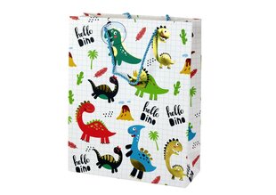 Paperinen lahjapussi - dinosaurus, 32 cm x 26 cm x 10 cm hinta ja tiedot | Lahjapaketointi | hobbyhall.fi
