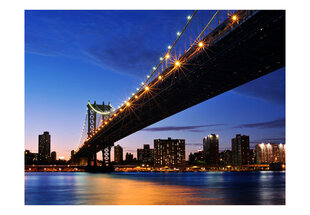Valokuvatapetti - Manhattan Bridge valaistu yöllä 250x193 cm hinta ja tiedot | Valokuvatapetit | hobbyhall.fi