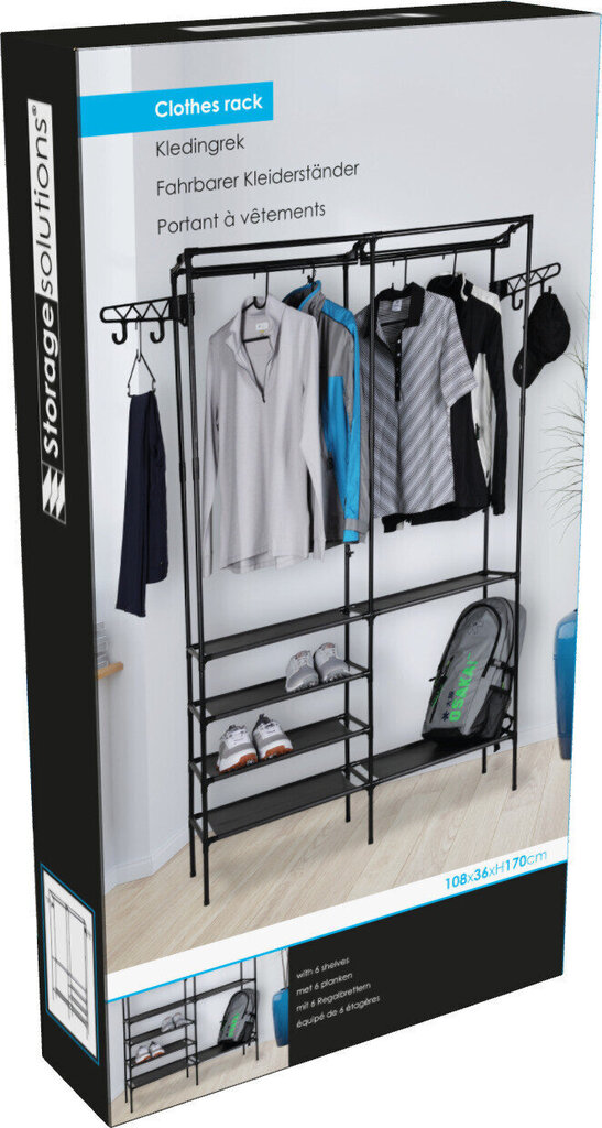 Drabužių kabykla Storage Solutions, juoda hinta ja tiedot | Naulakot | hobbyhall.fi