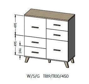 Lipasto Cama Meble Lotta 110 2D4S, ruskea/musta hinta ja tiedot | Lipastot | hobbyhall.fi