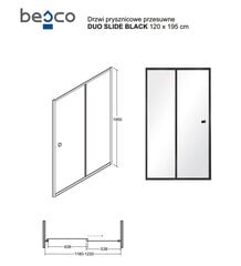 Besco Duo Slide suihkuovi, 100,110,120,130,140 x 195 cm kaina ir informacija | Suihkuseinät ja -ovet | hobbyhall.fi