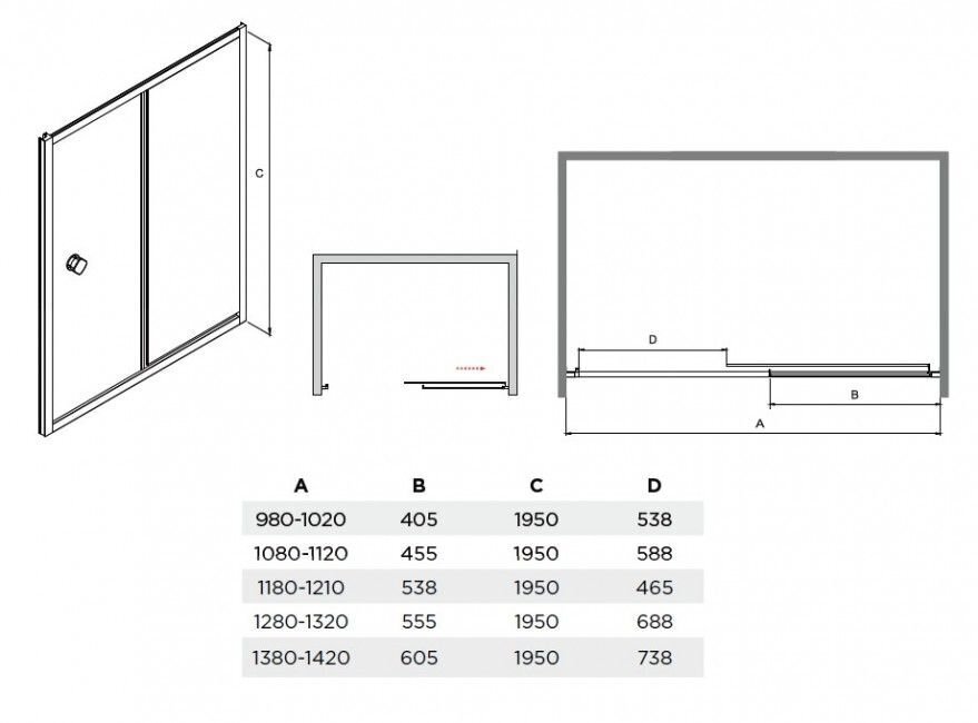 Besco Duo Slide suihkuovi, 100,110,120,130,140 x 195 cm hinta ja tiedot | Suihkuseinät ja -ovet | hobbyhall.fi