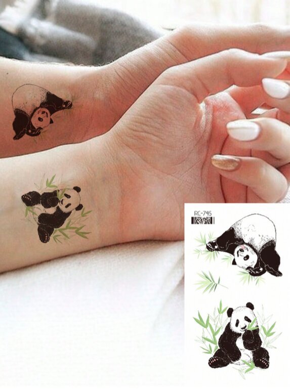 Väliaikainen tatuointi, panda, Electronics LV-300085, musta hinta ja tiedot | Meikkisiveltimet ja meikkisienet | hobbyhall.fi