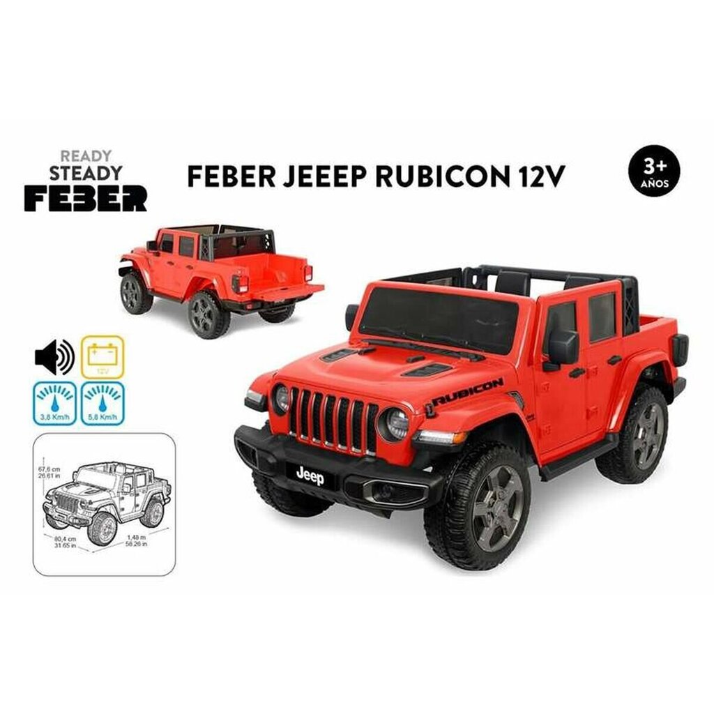 Kaksipaikkainen lasten sähköauto Feber Rubicon 12 V Jeep hinta ja tiedot | Lasten sähköautot | hobbyhall.fi