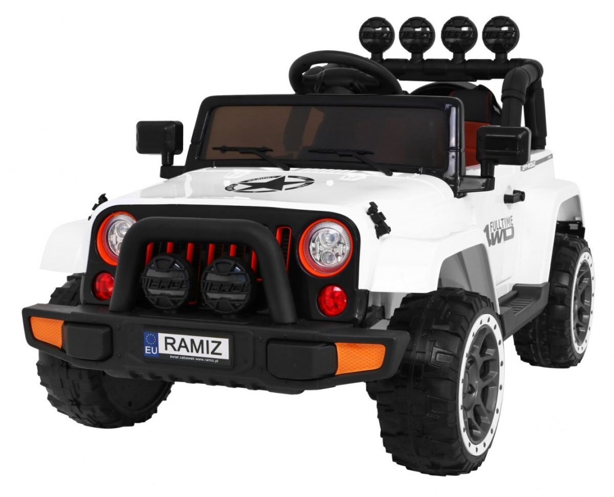 Ramiz Jeep Full Time 4WD kaksipaikkainen sähköauto lapsille, valkoinen hinta ja tiedot | Lasten sähköautot | hobbyhall.fi