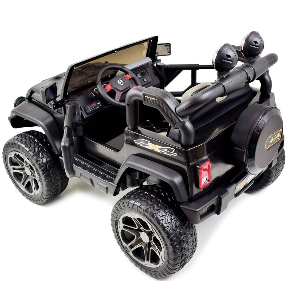 Super Toys Mega Jeep Perfect HP-002B kaksipaikkainen lasten sähköauto, musta hinta ja tiedot | Lasten sähköautot | hobbyhall.fi