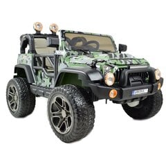 Tupla lasten sähköauto Super Toys Mega Jeep Perfect HP-002B, vihreä hinta ja tiedot | Lasten sähköautot | hobbyhall.fi