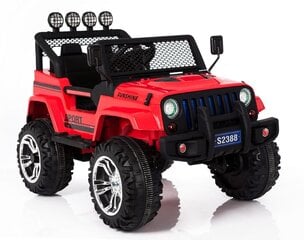 Tupla lasten sähköauto Super Toys Mega jeep sunshine 2388, punainen hinta ja tiedot | Lasten sähköautot | hobbyhall.fi