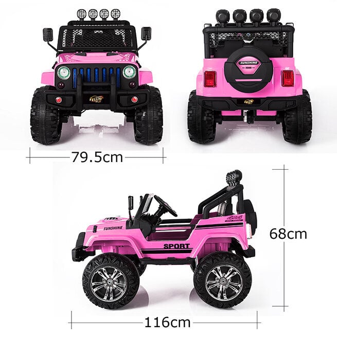 Tupla lasten sähköauto Super Toys Mega jeep sunshine 2388, pinkki hinta ja tiedot | Lasten sähköautot | hobbyhall.fi