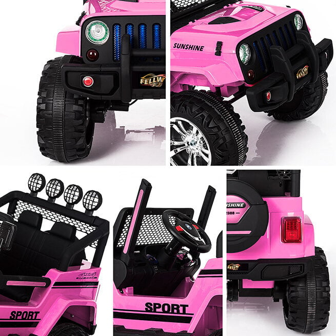 Tupla lasten sähköauto Super Toys Mega jeep sunshine 2388, pinkki hinta ja tiedot | Lasten sähköautot | hobbyhall.fi