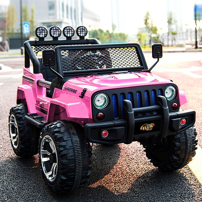 Tupla lasten sähköauto Super Toys Mega jeep sunshine 2388, pinkki hinta ja tiedot | Lasten sähköautot | hobbyhall.fi