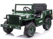 Sotilassähköauto Willys, vihreä hinta ja tiedot | Lasten sähköautot | hobbyhall.fi