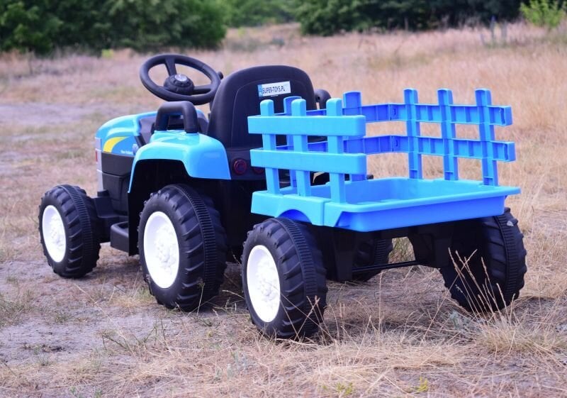 Lasten akkutraktori perävaunulla Super Toys New Holland A009-B, sininen hinta ja tiedot | Lasten sähköautot | hobbyhall.fi