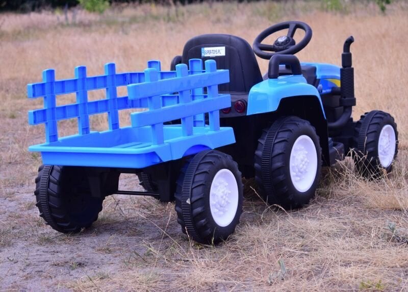 Lasten akkutraktori perävaunulla Super Toys New Holland A009-B, sininen hinta ja tiedot | Lasten sähköautot | hobbyhall.fi