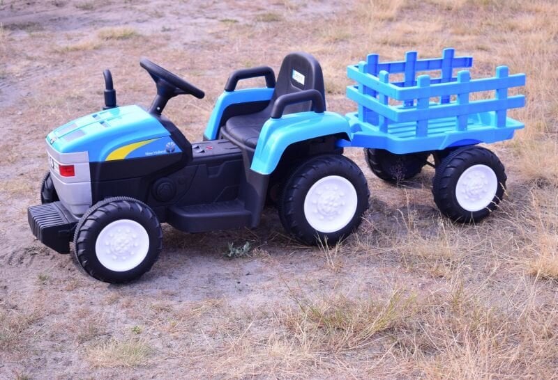 Lasten akkutraktori perävaunulla Super Toys New Holland A009-B, sininen hinta ja tiedot | Lasten sähköautot | hobbyhall.fi