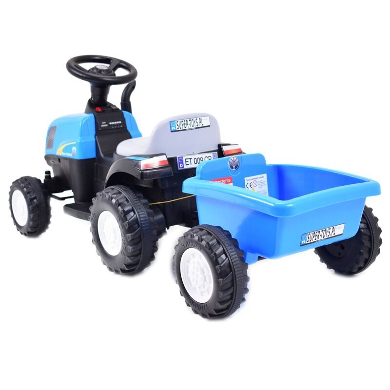 Lasten akkutraktori Super Toys New Holland A009, sininen hinta ja tiedot | Lasten sähköautot | hobbyhall.fi