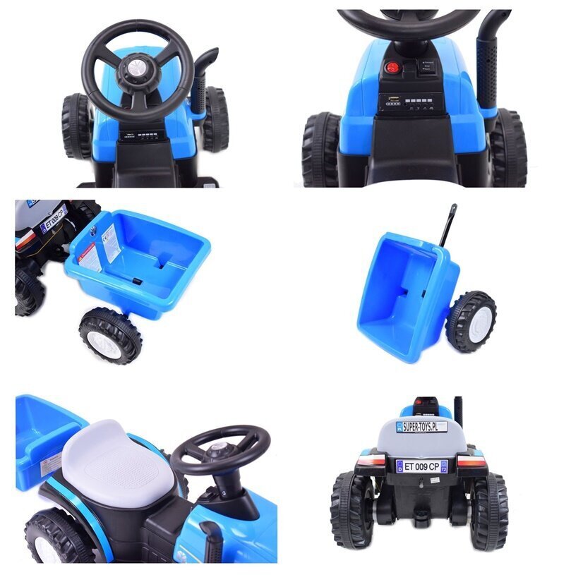 Lasten akkutraktori Super Toys New Holland A009, sininen hinta ja tiedot | Lasten sähköautot | hobbyhall.fi