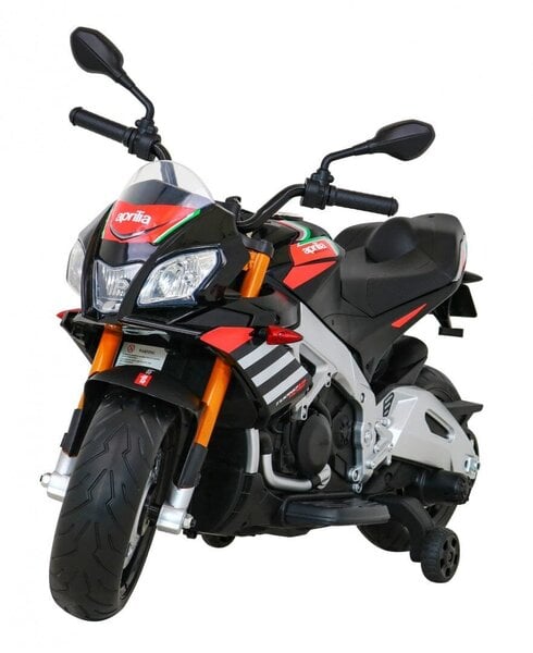 Lasten sähkömoottoripyörä Aprilia Tuono V4, musta