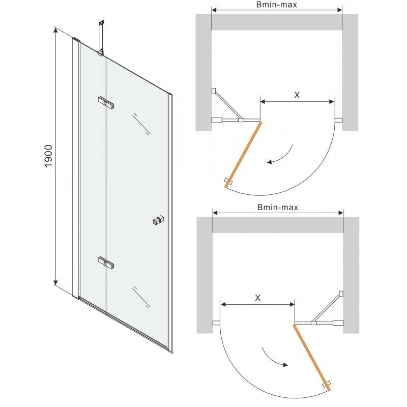 Suihku Mexen Roma 70,80,90,100,110,120 cm, harmaa hinta ja tiedot | Suihkuseinät ja -ovet | hobbyhall.fi