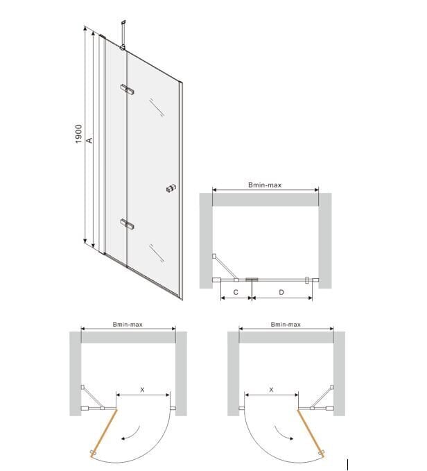 Suihku Mexen Roma 70,80,90,100,110,120 cm, harmaa hinta ja tiedot | Suihkuseinät ja -ovet | hobbyhall.fi