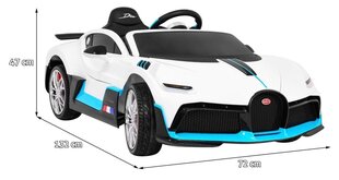 Bugatti Divo yksipaikkainen sähköauto lapsille, valkoinen hinta ja tiedot | Lasten sähköautot | hobbyhall.fi