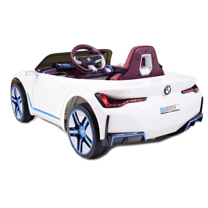 Yksipaikkainen lasten sähköauto Super Toys Bmw i4, valkoinen hinta ja tiedot | Lasten sähköautot | hobbyhall.fi