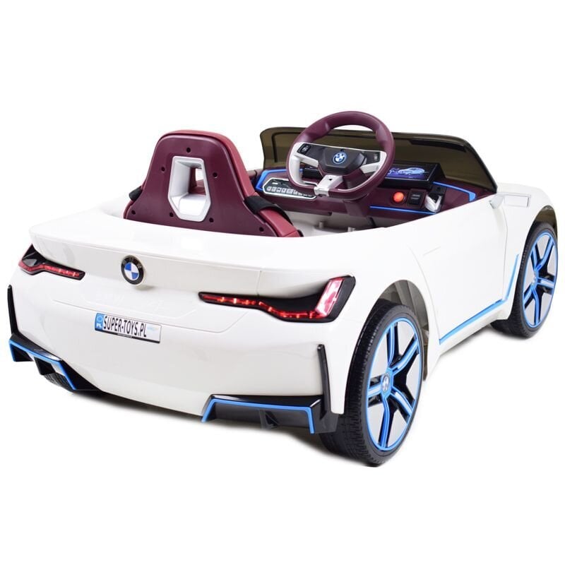 Yksipaikkainen lasten sähköauto Super Toys Bmw i4, valkoinen hinta ja tiedot | Lasten sähköautot | hobbyhall.fi