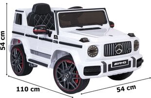 Mercedes AMG G63 yksipaikkainen lasten sähköauto, valkoinen hinta ja tiedot | Lasten sähköautot | hobbyhall.fi