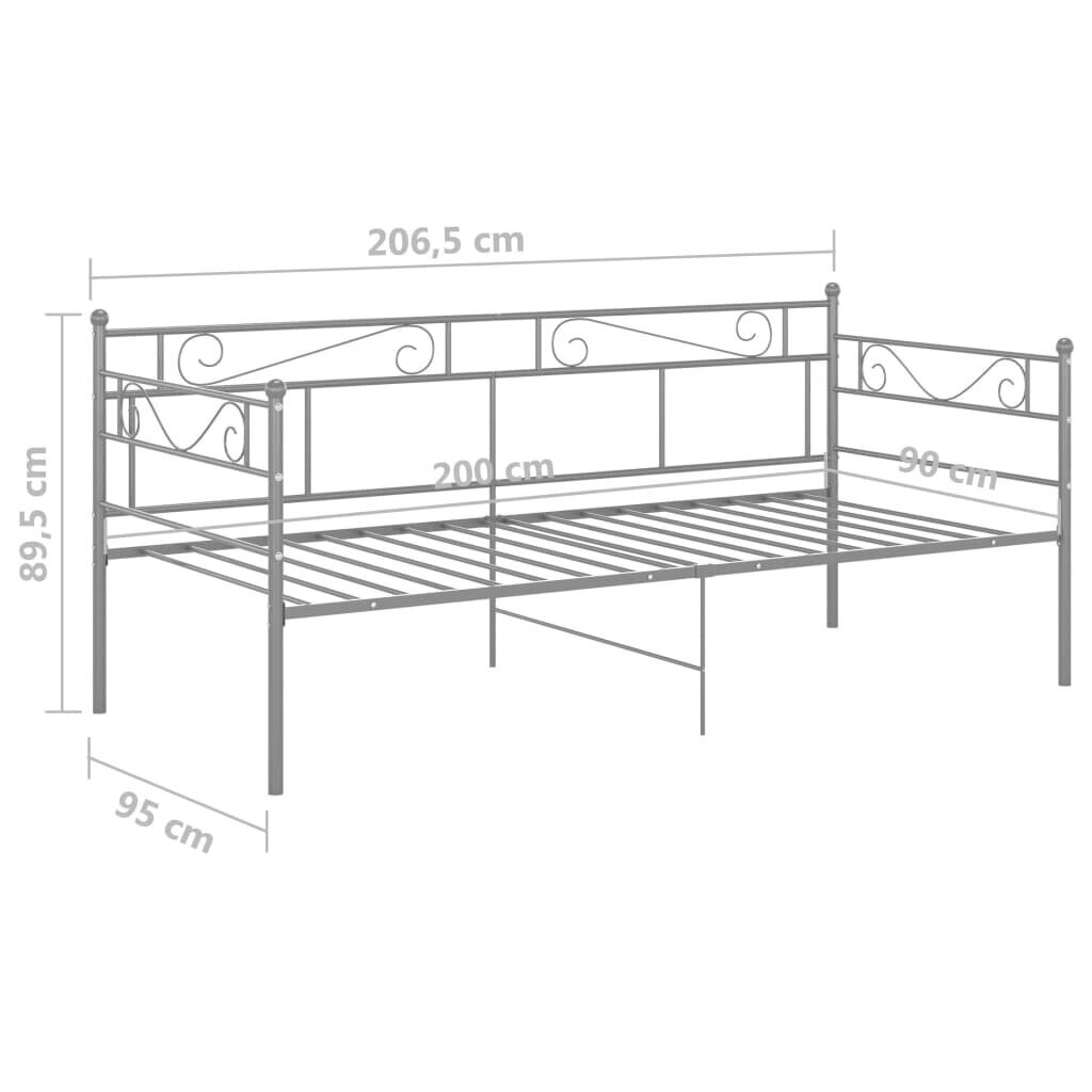 vidaXL Vuodesohvan runko, harmaa, 90x200cm, metallia hinta ja tiedot | Sängyt | hobbyhall.fi