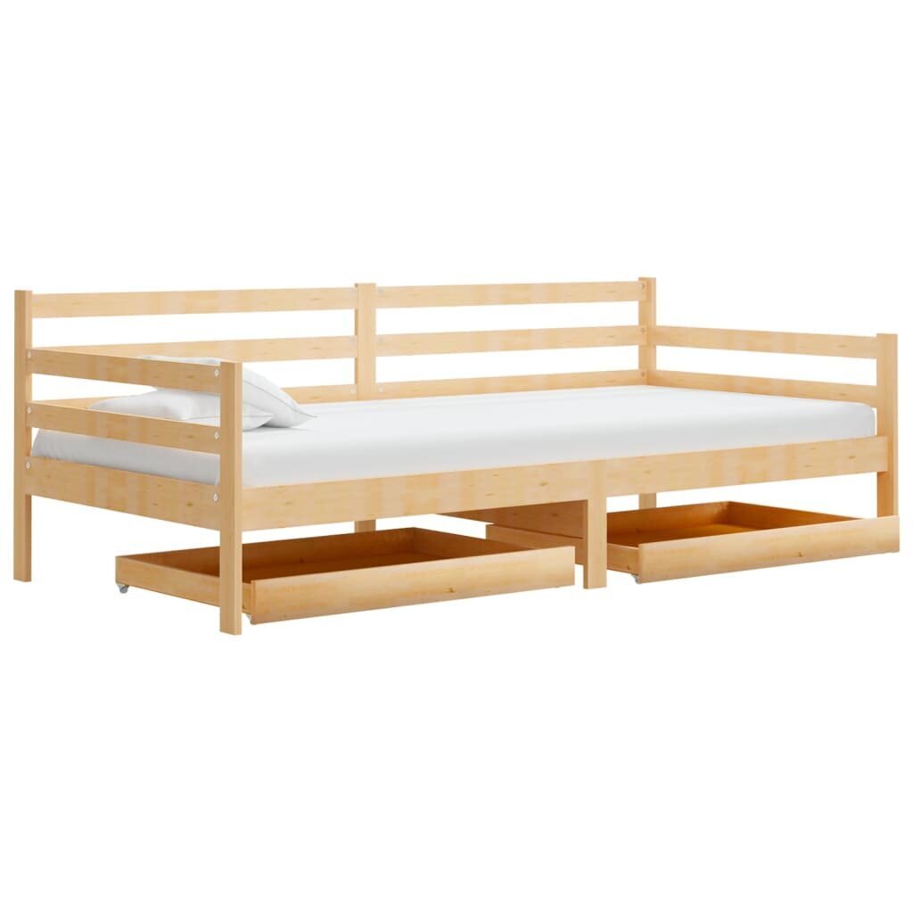 Sänky laatikoilla, vidaXL, 90x200cm, massiivi mäntyä, ruskea hinta ja tiedot | Sängyt | hobbyhall.fi