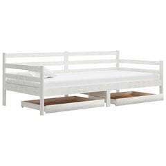 Sänky laatikoilla, vidaXL, valkoinen, 90x200cm, massiivi mänty, valkoinen hinta ja tiedot | Sängyt | hobbyhall.fi