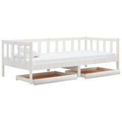 Sänky laatikoilla, vidaXL, valkoinen, 90x200cm, massiivi mänty, valkoinen hinta ja tiedot | Sängyt | hobbyhall.fi