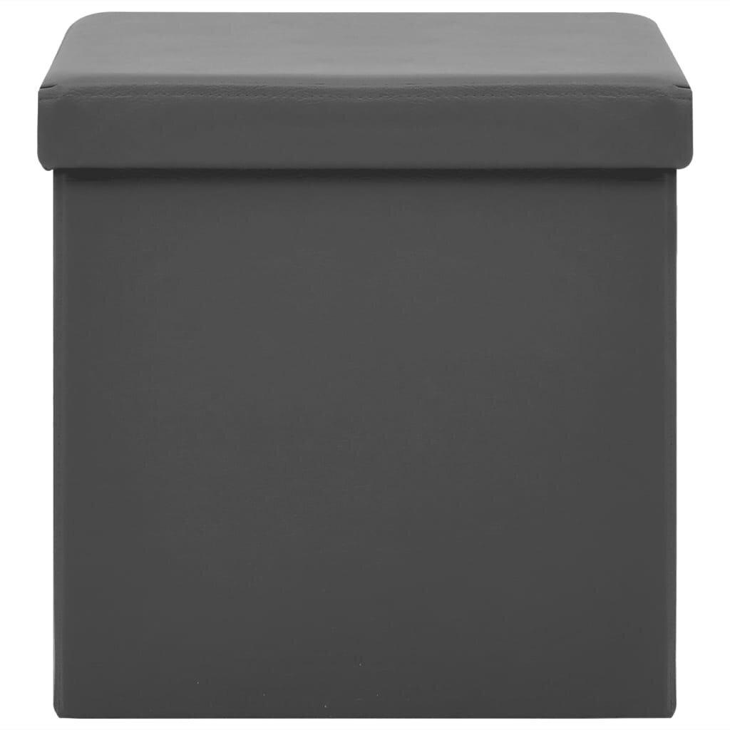 vidaXL Taitettava jakkara-säilytyslaatikko, harmaa, PVC hinta ja tiedot | Ruokapöydän tuolit | hobbyhall.fi