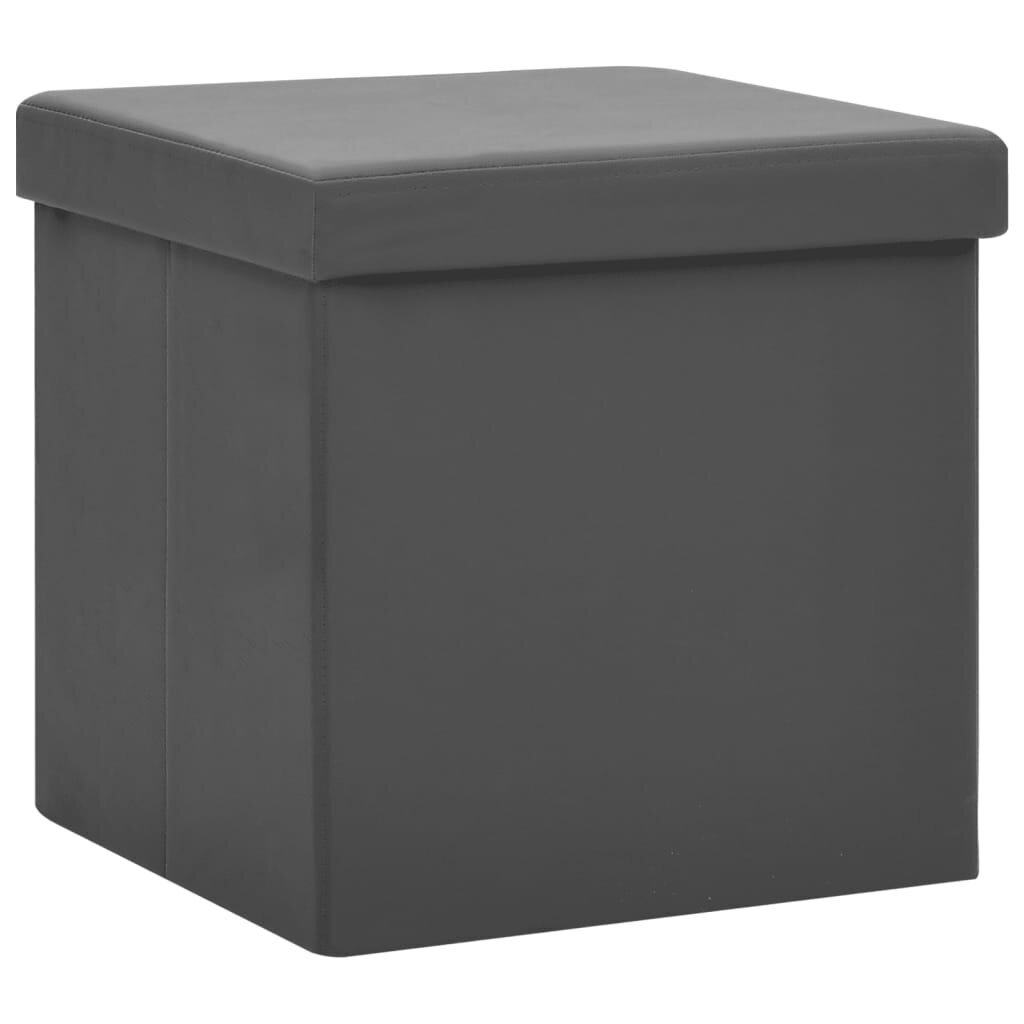 vidaXL Taitettava jakkara-säilytyslaatikko, harmaa, PVC hinta ja tiedot | Ruokapöydän tuolit | hobbyhall.fi
