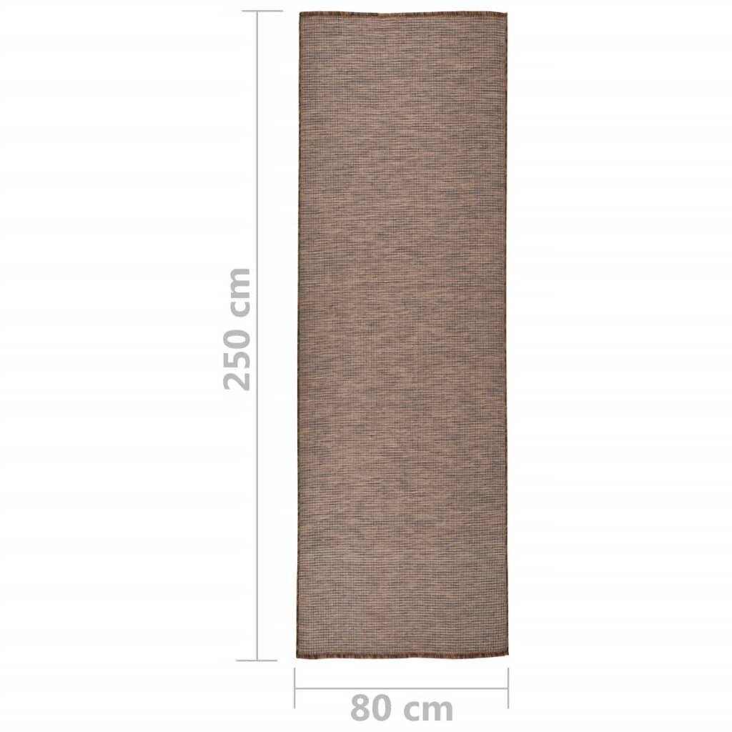 vidaXL Ulkomatto, ruskea, 80x250cm, litteä kudos hinta ja tiedot | Isot matot | hobbyhall.fi