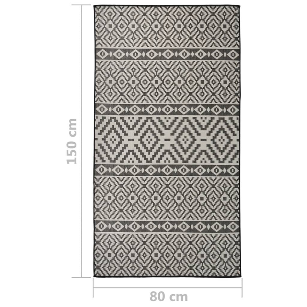 vidaXL Ulkomatto, musta, 80x150cm, tasainen kudos hinta ja tiedot | Isot matot | hobbyhall.fi