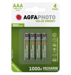 AgfaPhoto ladattavat elementit AAA 900mAh 4kpl. hinta ja tiedot | Paristot | hobbyhall.fi