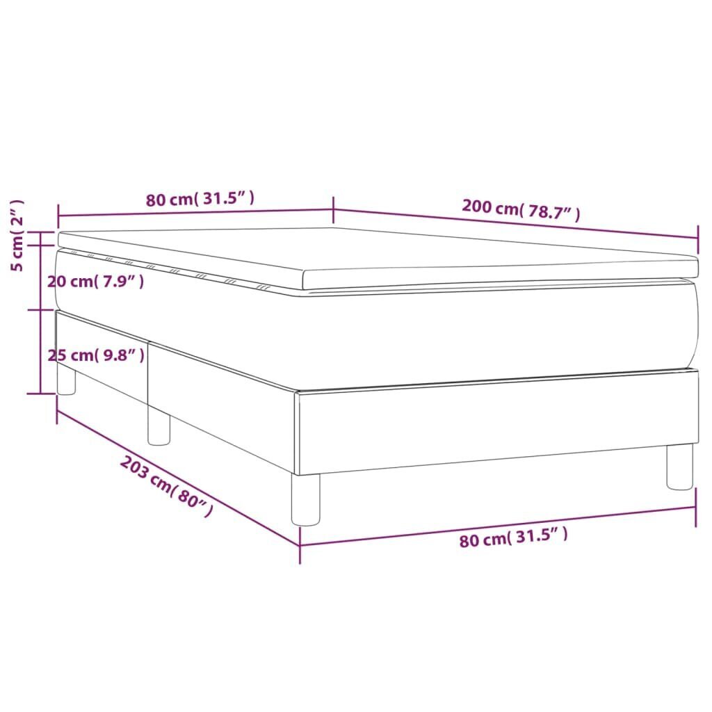 Sänky vidaXL, 80x200 cm, pinkki hinta ja tiedot | Sängyt | hobbyhall.fi